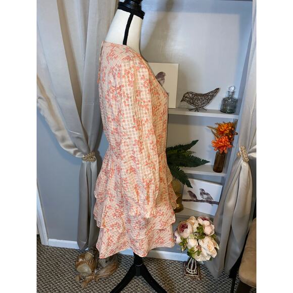 NWT $90 LOFT size Large Peach Pink Floral Liner Slip Elastic Wrist Waist Dress - Picture 3 of 12